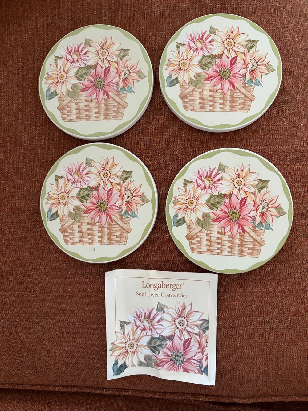 NEW Longaberger Sunflower Coasters set
